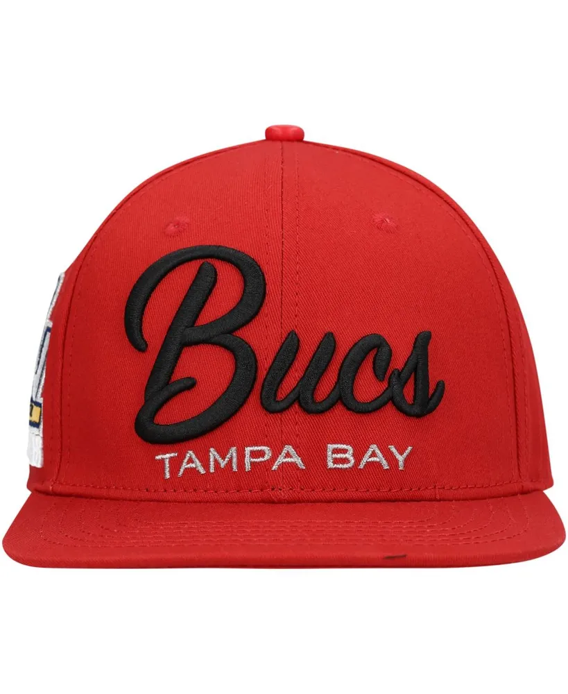 Men's Red Tampa Bay Buccaneers Lv Super Bowl Champions Script Wordmark Snapback Hat