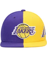 Men's Purple and Gold Los Angeles Lakers Team Half and Half Snapback Hat