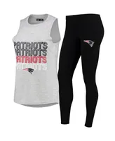 Women's Heathered Gray, Black New England Patriots Profound Tank Top and Leggings Sleep Set