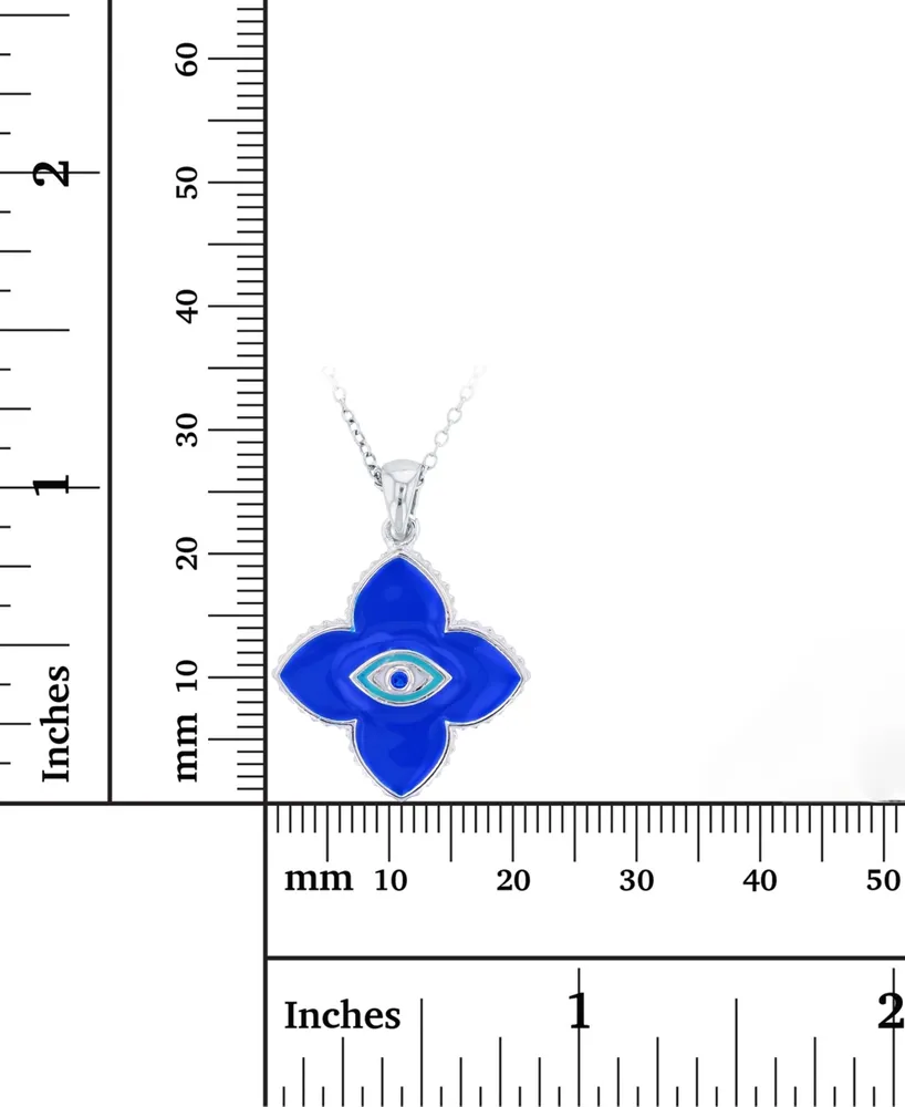 Lab-Grown Blue Spinel & Enamel Evil Eye Flower Pendant Necklace in 14k Gold-Plated Sterling Silver