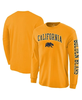 Men's Fanatics Gold Cal Bears Distressed Arch Over Logo Long Sleeve Hit T-shirt