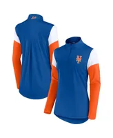 Women's Fanatics Royal and Orange New York Mets Authentic Fleece Quarter-Zip Jacket