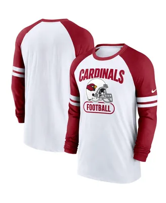 Men's Nike White, Cardinal Arizona Cardinals Throwback Raglan Long Sleeve T-shirt