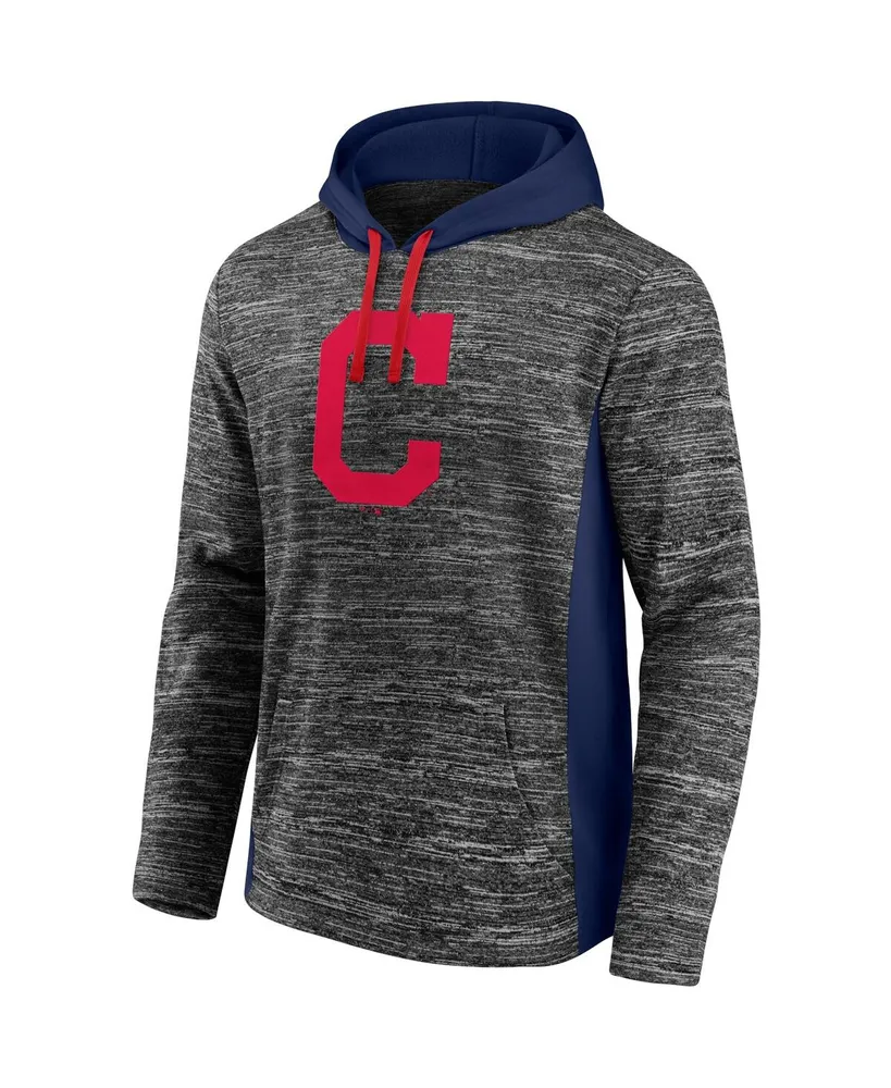 Men's Fanatics Gray, Navy Cleveland Indians Instant Replay Colorblock Pullover Hoodie
