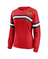 Women's Fanatics Red Chicago Blackhawks Block Party Primary Logo Fashion Long Sleeve T-shirt