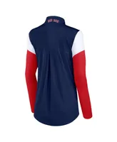 Women's Fanatics Navy and Red Boston Sox Authentic Fleece Quarter-Zip Jacket