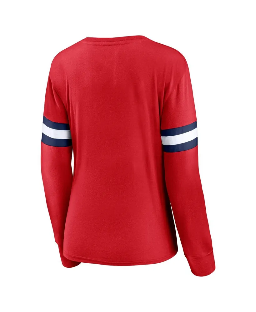 Women's Fanatics Red Washington Capitals Block Party Primary Logo Fashion Long Sleeve T-shirt