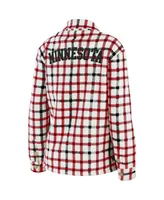 Women's Wear by Erin Andrews Oatmeal Minnesota Wild Plaid Button-Up Shirt Jacket