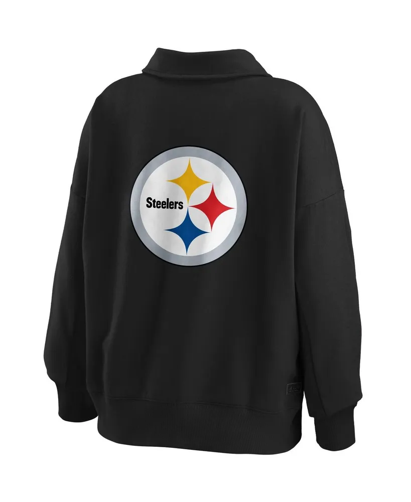 Women's Wear by Erin Andrews Black Pittsburgh Steelers Half-Zip Sweatshirt