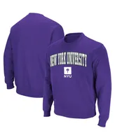 Men's Colosseum Purple Nyu Violets Arch and Logo Crew Neck Sweatshirt