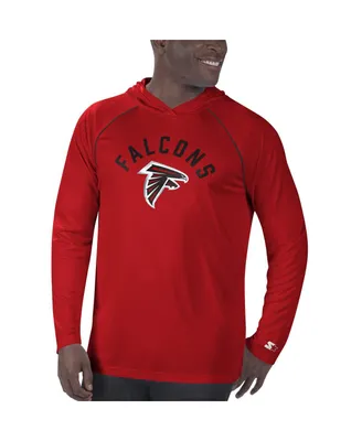Men's Starter Red Atlanta Falcons Raglan Long Sleeve Hoodie T-shirt