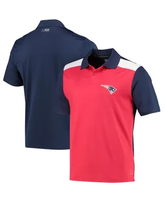 Men's Msx by Michael Strahan Red, Navy New England Patriots Challenge Color Block Performance Polo Shirt