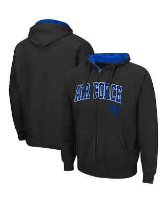 Men's Colosseum Black Air Force Falcons Arch and Logo 3.0 Full-Zip Hoodie