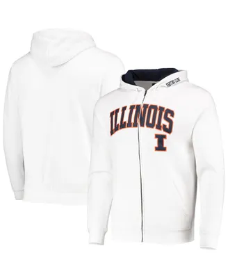 Men's Colosseum White Illinois Fighting Illini Arch and Logo 3.0 Full-Zip Hoodie