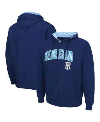 Men's Colosseum Navy Rhode Island Rams Arch and Logo 3.0 Full-Zip Hoodie