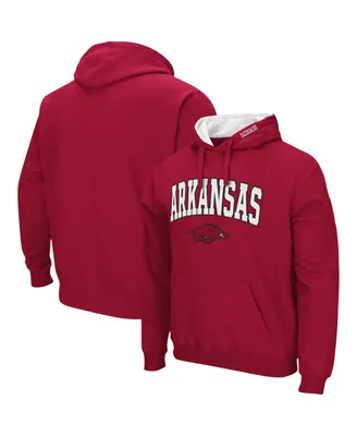 Men's Colosseum Cardinal Arkansas Razorbacks Arch and Logo 3.0 Pullover Hoodie