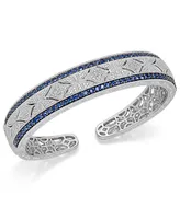 Sapphire (2-3/8 ct. t.w.) and Diamond (1/10 Antique Cuff Bracelet Sterling Silver (Also available Emerald Ruby)