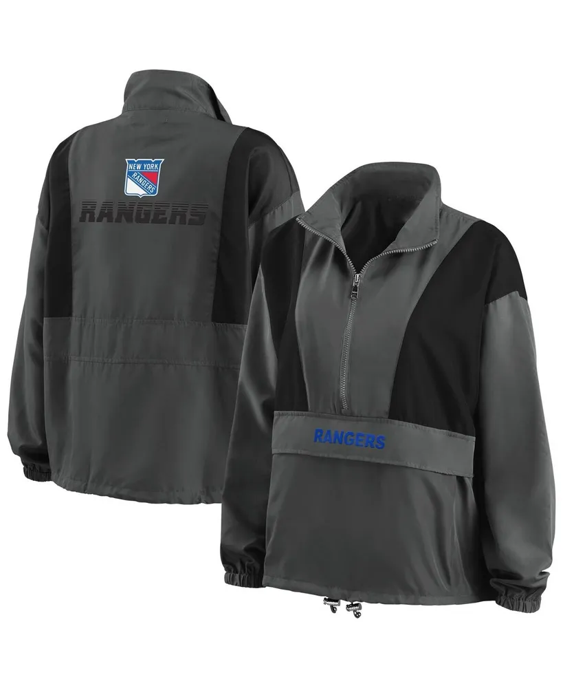 Women's Wear by Erin Andrews Charcoal New York Rangers Popover Packable Half-Zip Jacket