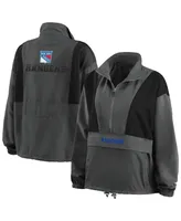 Women's Wear by Erin Andrews Charcoal New York Rangers Popover Packable Half-Zip Jacket