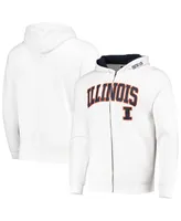 Men's Colosseum White Illinois Fighting Illini Arch and Logo 3.0 Full-Zip Hoodie