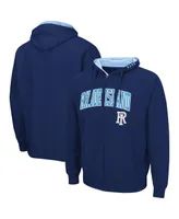 Men's Colosseum Navy Rhode Island Rams Arch and Logo 3.0 Full-Zip Hoodie