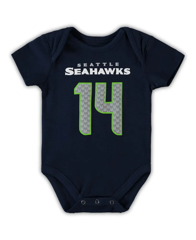 Newborn Infant Boys and Girls Dk Metcalf College Navy Seattle Seahawks Mainliner Player Name Number Bodysuit