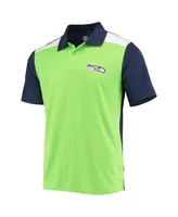 Men's Msx by Michael Strahan Neon Green, College Navy Seattle Seahawks Challenge Color Block Performance Polo Shirt