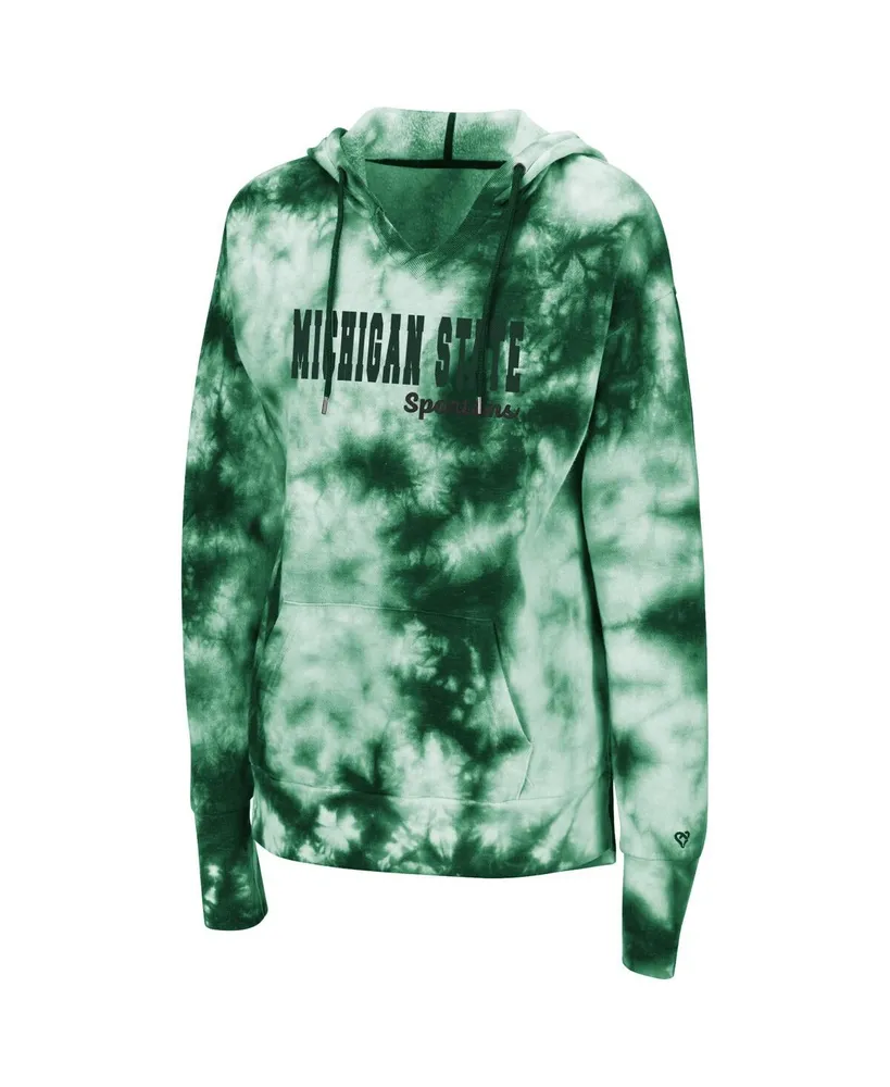 Women's Colosseum Green Michigan State Spartans Shavonee Tie-Dye Pullover Hoodie