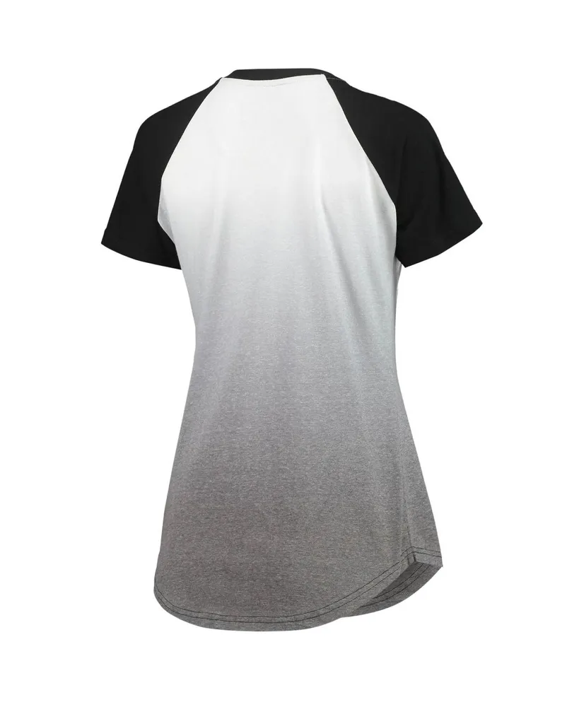 Women's Black and White Chicago White Sox Shortstop Ombre Raglan V-Neck T-shirt