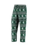 Men's Concepts Sport Green Michigan State Spartans Ugly Sweater Knit Long Sleeve Top and Pant Set