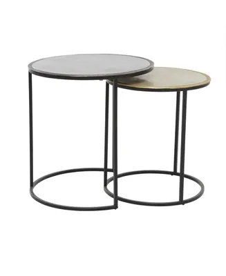 Aluminum Industrial Accent Table, Set of 2