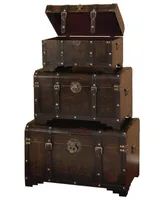 Wood Traditional Trunk, Set of 3