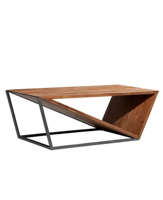 Small Metal and Wood Triangular Table for Home Display