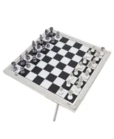 Aluminum Contemporary Game Table Set, 33 Pieces - Silver