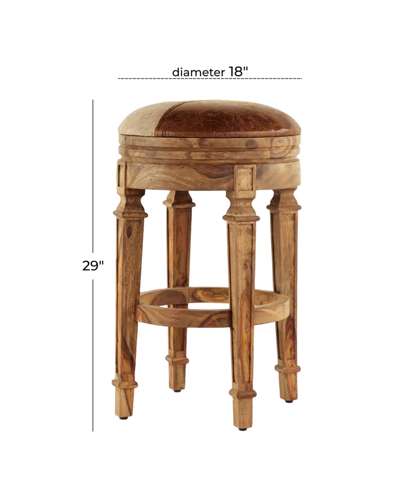 Wood and Fabric Rustic Bar Stool