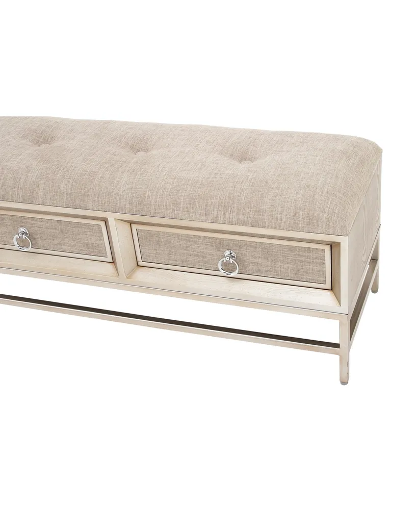 Linen and Metal Contemporary Bench