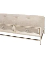 Linen and Metal Contemporary Bench