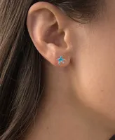 Lab-Created Blue Opal Starfish Stud Earrings in Sterling Silver