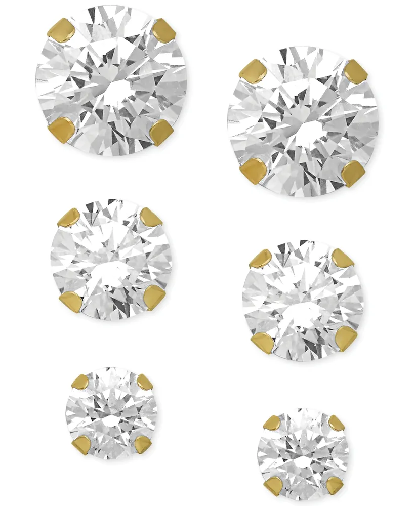 Cubic Zirconia Round Stud Earrings Set 14k White Gold (3/8-1-3/4 ct. t.w.)