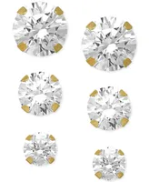 Cubic Zirconia Round Stud Earrings Set 14k White Gold (3/8-1-3/4 ct. t.w.)