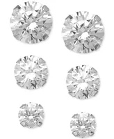 Cubic Zirconia Round Stud Earrings Set 14k White Gold (3/8-1-3/4 ct. t.w.)