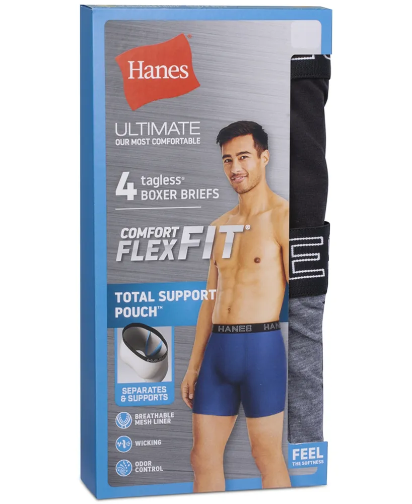 Hanes Men 4 Pack Boxer Briefs Comfort Flex Fit Ultra Soft Cotton