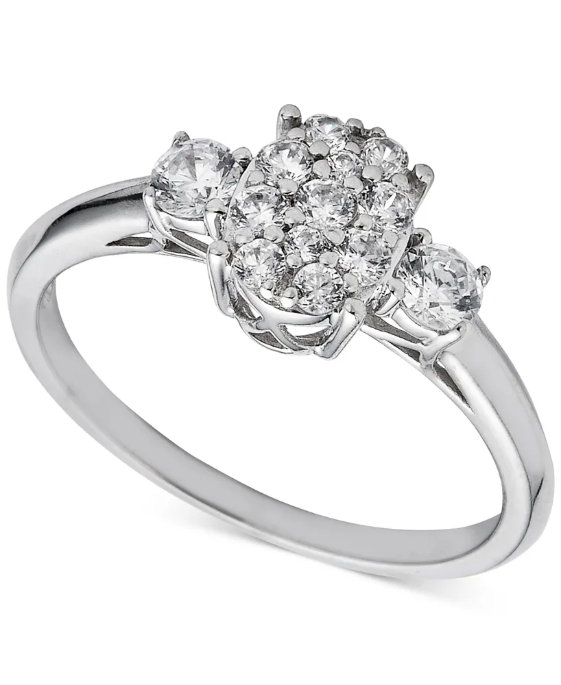 Diamond Oval Cluster Ring (1/2 ct. t.w.) in 14k White Gold