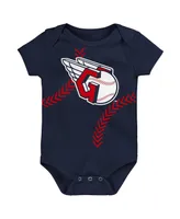 Newborn Boys and Girls Navy Cleveland Guardians Running Home Bodysuit