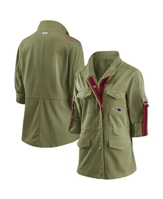 Women's Wear By Erin Andrews Olive New England Patriots Full-Zip Utility Jacket