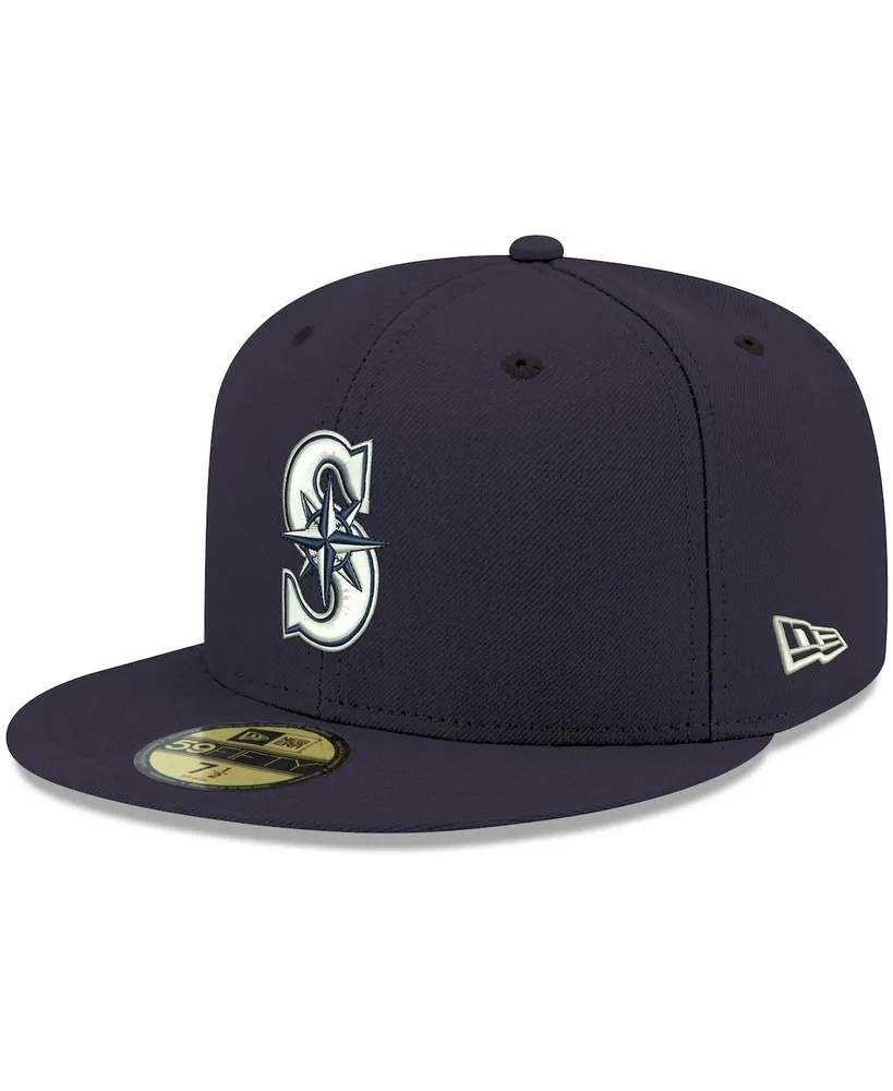 Men's New Era Navy Seattle Mariners Logo White 59FIFTY Fitted Hat