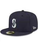 Men's New Era Navy Seattle Mariners Logo White 59FIFTY Fitted Hat