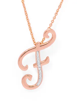 Diamond Accent Initial Pendant Necklace 18" Gold Plate or Rose