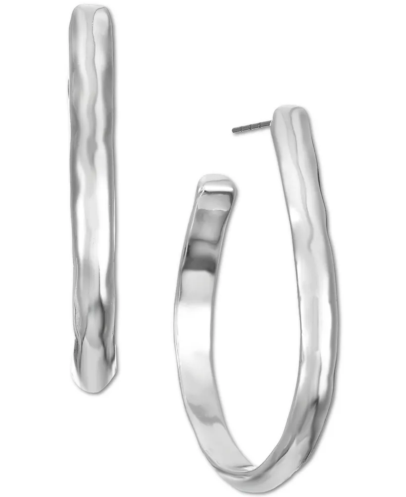 Style & Co Silver-Tone Pear-Shape Hoop Earrings, Created for Macy's