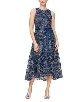 Alex & Eve Embroidered High-Low Midi Dress